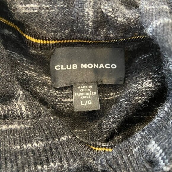 Club Monaco Ralph Lauren 100% merino wool sweater hood black white large unisex - Picture 9 of 14